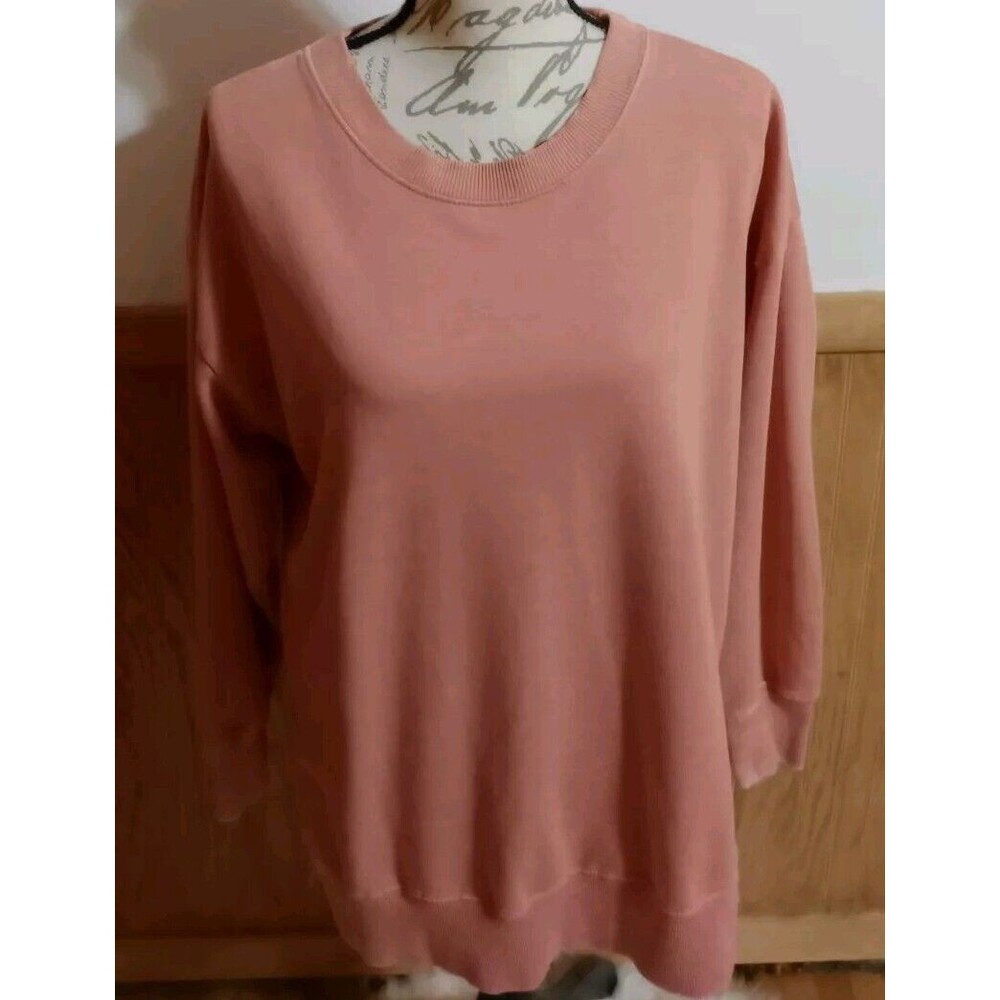 Bobbie Brooks Coral LS Crewneck Sweatshirt Sz XL Split Side Comfy Warm Grunge
